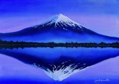川瀬巴水 木版画 富士山 河口湖 逆さ富士 大石 珍品？ 真作不詳
