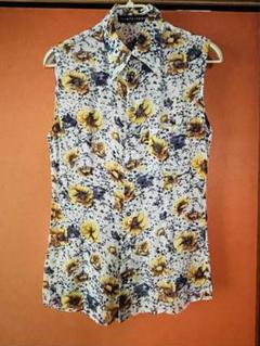 90s JEAN COLONNA シースルー ノースリーブシャツ 花柄