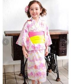 apres les cours 女の子水彩サークル柄浴衣セット ピンク
