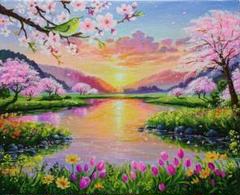 春の到来・桜】アクリル画 F3 風景画 絵画 原画 - メルカリ