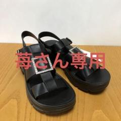 しまむらCOSSHI ビジュー付きブラックストラップサンダルLLサイズ