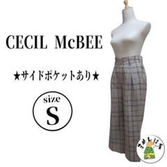 セシルマクビー【S】イージーパンツ チェック柄 ハイウエスト ストレート