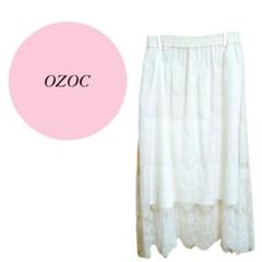 【オゾック】OZOC♡ロングスカート♡ウエストゴム♡レース♡花柄♡ナイロン100