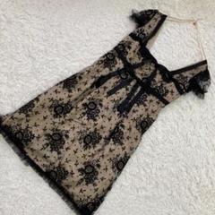 RED VALENTINO チュール混合ワンピース ブラック F 花柄 リボン RED VALENTINO チュール混合ワンピース ブラック F 花柄 リボン