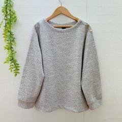 【HK WORKS LONDON】 長袖トップス ツイードカットソー 金ボタン