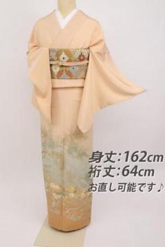 作り帯◇絽縮緬□名古屋帯□撫子花模様□濃茶◇正絹着物□つけ帯