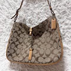 COACH シグネチャー ワンハンドル ショルダーバッグ キャンバス レザー