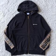 バーバリー ジップアップパーカー ノバチェック M ロゴ刺繍 BURBERRY - バーバリー ホースロゴ刺繍 ノバチェックパーカー M