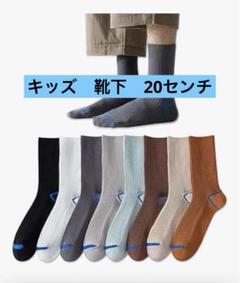 キッズ クルーソックス20センチ 吸汗 防臭 綿 8足セット
