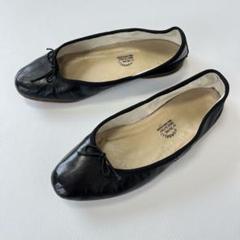 【定番品】E.PORSELLI バレエシューズ フラット　ブラック　リボン