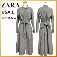 ザラ ZARA シャツワンピース ロングワンピース ベルト ギンガムチェック