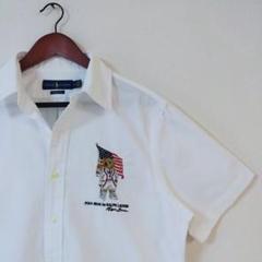 POLO RALPH LAUREN　ポロシャツ　ポロベア　星条旗　刺繍ロゴ POLO RALPH LAUREN】ポロベア 星条旗 刺繍ロゴ 半袖ポロシャツ