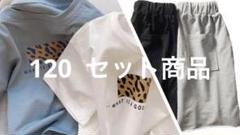 120 灰ハーフパンツ アニマル柄 Tシャツ 韓国 カットオフ 切りっぱなし