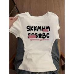 ホワイト グラフィックプリント Tシャツ Mサイズ - メルカリ