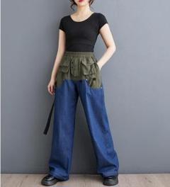 大きいサイズ レディース パンツ　ウエストゴム　春夏 秋 新品 カーキ