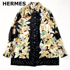 未使用級 HERMES エルメス シルクシャツ 長袖 38 M ツイルレーヌ 未使用級 HERMES エルメス シルクシャツ 長袖 38 M ツイルレーヌ