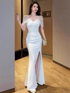 キャバドレス シアー 谷間魅せ セクシー 魅了 スリット ラウンジ ロング丈
