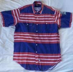 90's Polo RL-93 半袖シャツ 赤青ストライプ　ラルフローレン XL