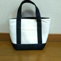 三角マチのミニトートバッグ　デニム　ハンドメイド