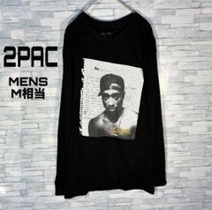 【USA古着】2PACロングTシャツM相当　フォトモチーフ　バックタグ