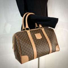 極 美品 セリーヌ マカダム ブラゾン レザー ミニ トート ハンドバッグ