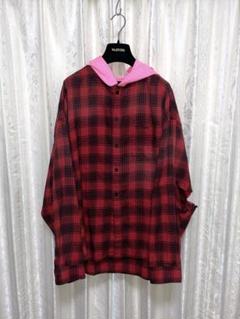 BALENCIAGA 23SS HOODED CHECK SHIRT
