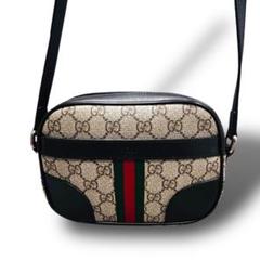 未使用級 GUCCI グッチ ショルダーバッグ シェリーライン ブラック PVC