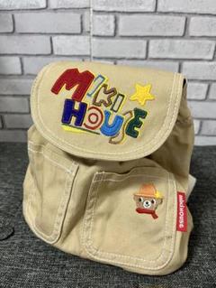 【訳あり】Miki House 刺繍ロゴ ベージュリュック　ミキハウス　ベビー