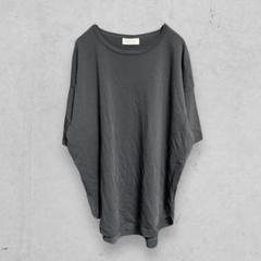 t1969【エニィファム】ラウンドヘムTシャツ　無地　ダークグレー　レディース