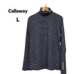 Callaway ボーダー カットソー タートルネック ゴルフウェア L