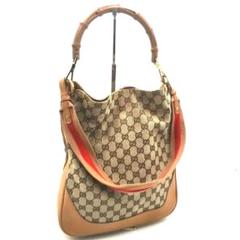 GUCCI グッチ　キャンバス　シェリーライン　バンブー　ショルダーバッグ