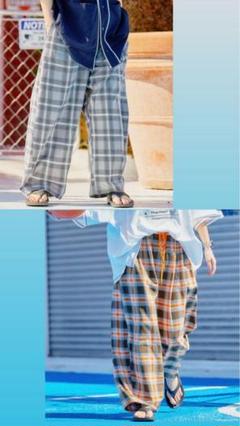 ニコアンド てぃらチェックゆるパンツ Mサイズ✖️2本（ブラウン