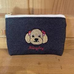 UNDERCOVER 犬デザイン キーホルダー 小銭入れ ポーチ 犬の刺繍デニム ミニポーチ カードケース 小銭入れ キーホルダー