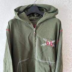 メンズ パーカー カーキ M〜L ステッチ ダメージ加工 ダブルジップ