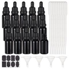 新品⭐️ 15本15ml黒色ガラスアロマボトル スポイト付蓋アロマボトル