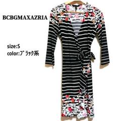 【美品】BCBGMAXAZRIA 七分袖 花柄 カシュクール ジャージーワンピ
