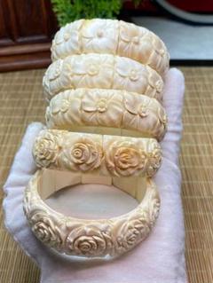 天然マンモス牙美しい手作り彫刻　バラハンドブレスレット 天然マンモス牙美しい手作り彫刻バラハンド ブレスレット