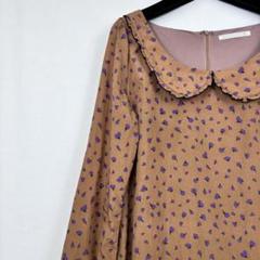 美品✨ 花柄 フレア ワンピース 丸襟 ブラウン ガーリー y2k 00s 平成