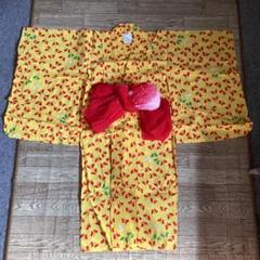 黄色の蝶模様着物 ＊帯付き＊5~6才用