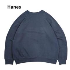 (古着)00s hanes 短丈無地スウェット トレーナー cityboy 00s Hanes 無地 ラグラン スウェット トレーナー ネイビー L