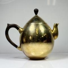 純銀製 槌目 竜彫緋銅銀蓋 木摘 木取手 急須 煎茶道具 長さ約9cm 純銀製 浄益造 金メッキ 槌目急須 木摘 木取手 煎茶道具 銀瓶