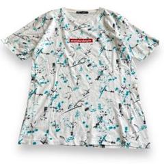 スプラッターロゴプリントTシャツ　半袖　クルーネック　M　カットソー　a1640