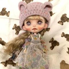 ブライス アウトフィット ワンピ クマ耳帽子 エプロンドレス