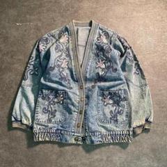 ヴィンテージ】90's 花柄刺繍デニムジャケット インポート 古着