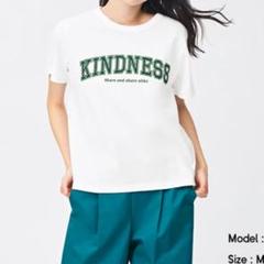 ジーユー GU 半袖トップス Tシャツ プリントT 綿100% 白緑 S