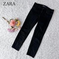 【M】ZARA ザラ　デニムパンツ　ジーパン　ジーンズ　ブラック　黒　カットオフ