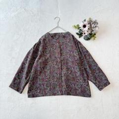 長袖ブラウス（M)日本製 ペイズリー カジュアル レトロ フレア ヴィンテージ