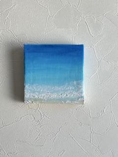 原画 小さなテクスチャーパネルアート⭐︎静かな朝の海