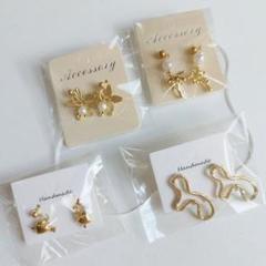 【4点セット】ハンドメイド ゴールド ピアス お得まとめ売り 華奢デザイン