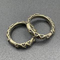 【１個】真鍮 ハート柄 キーリング 漢のアクセ Brass